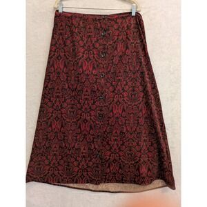 CJ Banks Christopher Banks Button Front Skirt‎ Paisley Red Black X